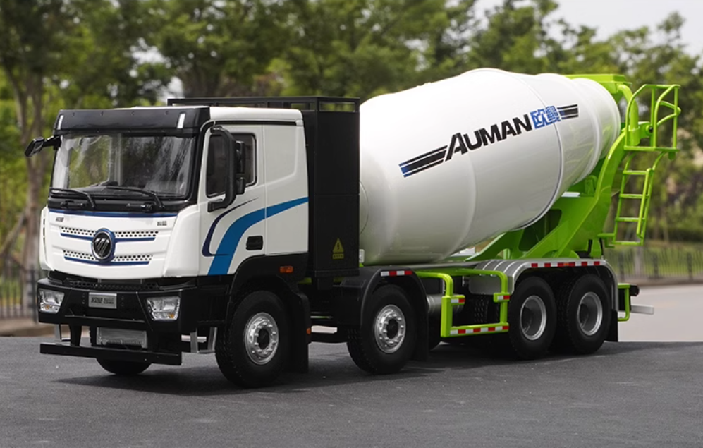 Original factory Authentic 1:24 Futian Auman Zhilan 8*4 diecast concrete mixer truck model alloy agitating lorry models