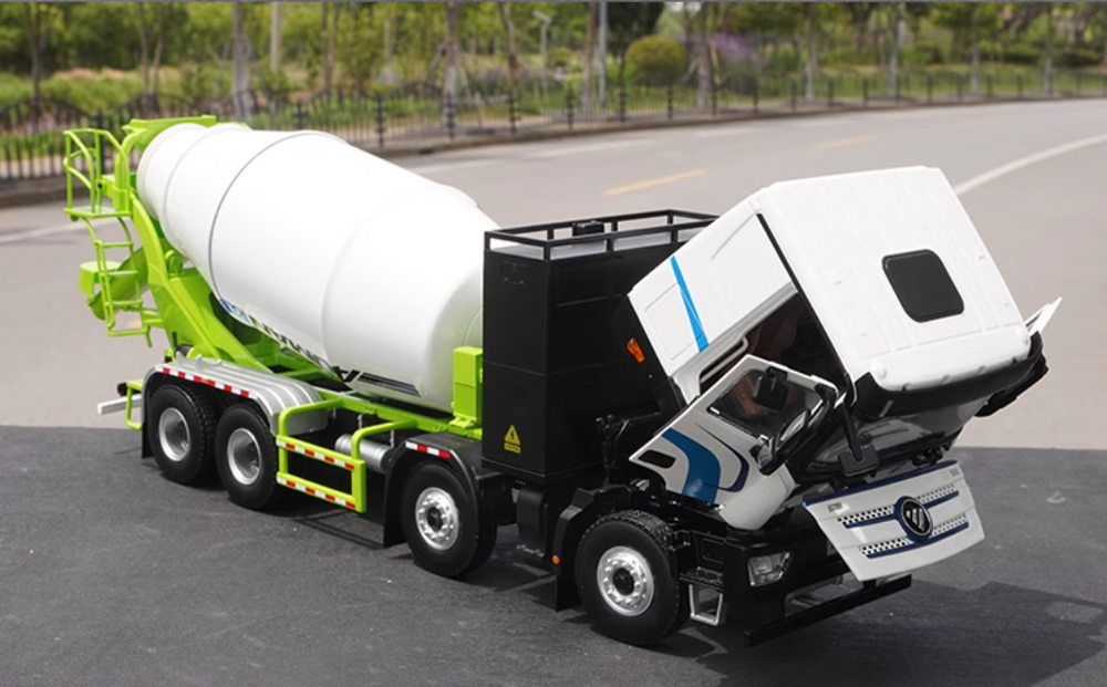 Original factory Authentic 1:24 Futian Auman Zhilan 8*4 diecast concrete mixer truck model alloy agitating lorry models