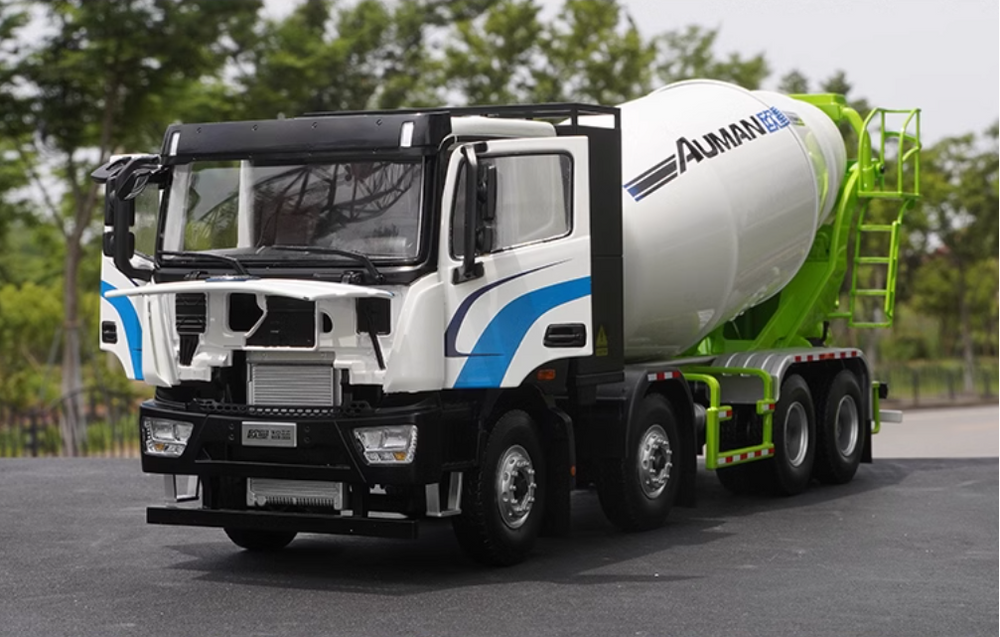 Original factory Authentic 1:24 Futian Auman Zhilan 8*4 diecast concrete mixer truck model alloy agitating lorry models