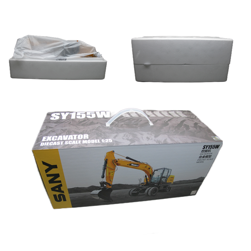 Original factory 1:25 Scale SANY SY155W Diecast Wheel Excavator Model for Collection, Gift