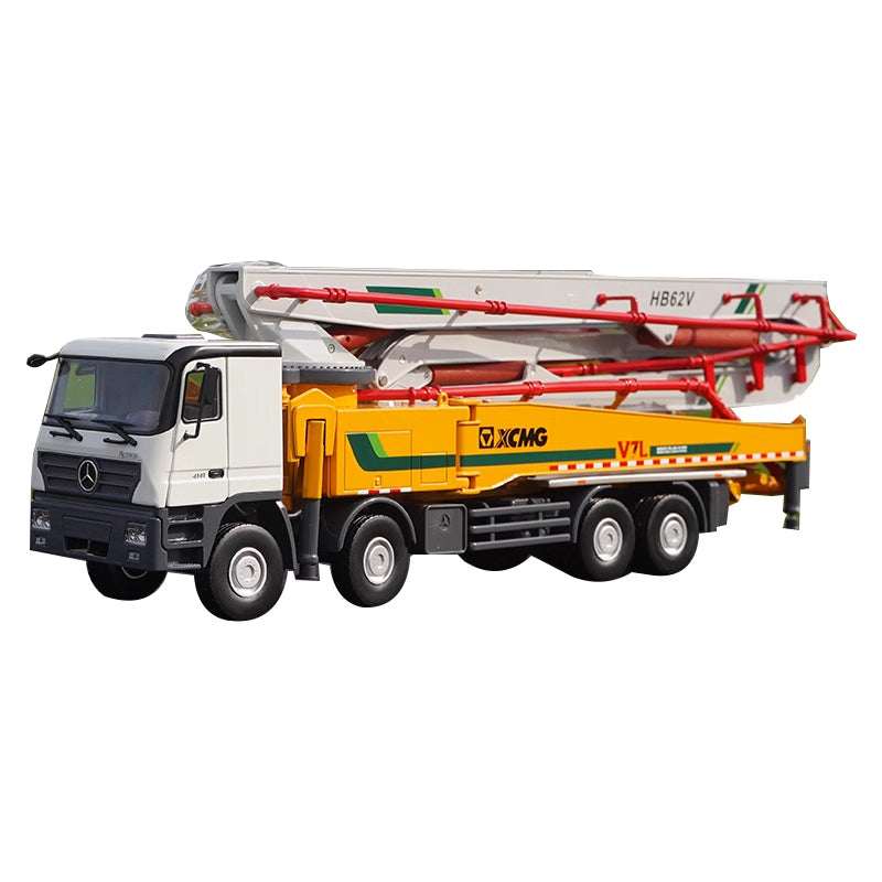 Original factory 1:35 XCMG Mercedes-Benz HB62V Diecast Concrete Pump Truck Model for gift, display, collection