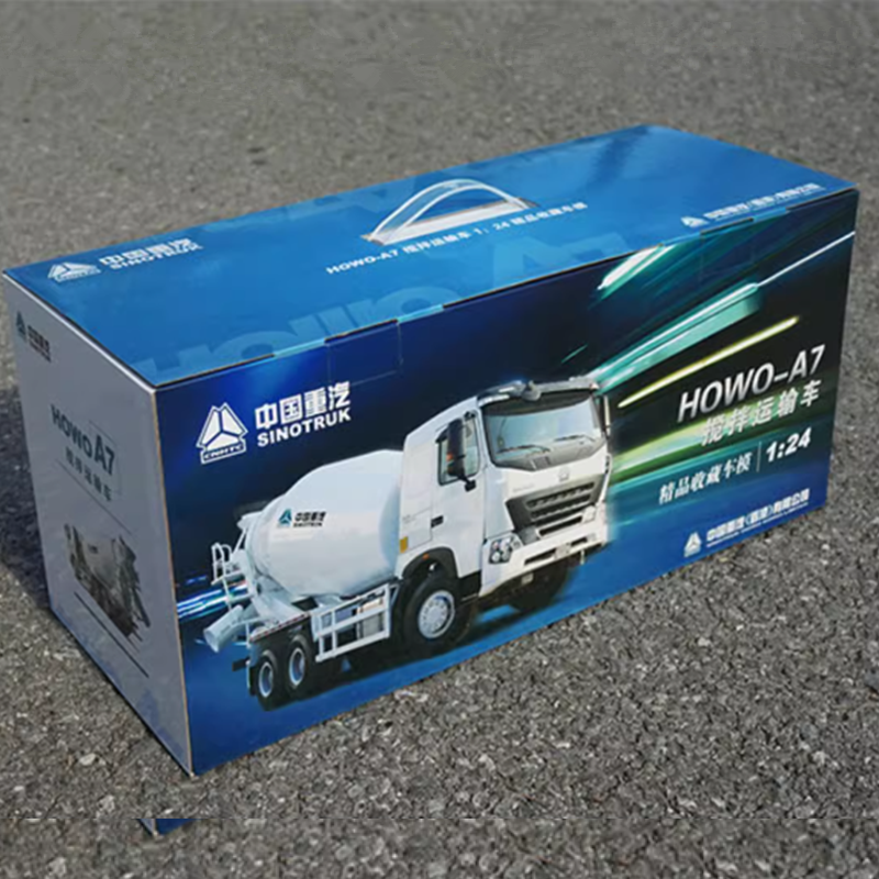 Authentic 1:24 Sinotruk HOWO A7 diecast concrete mixer truck models metal cement agitating lorry model for gift