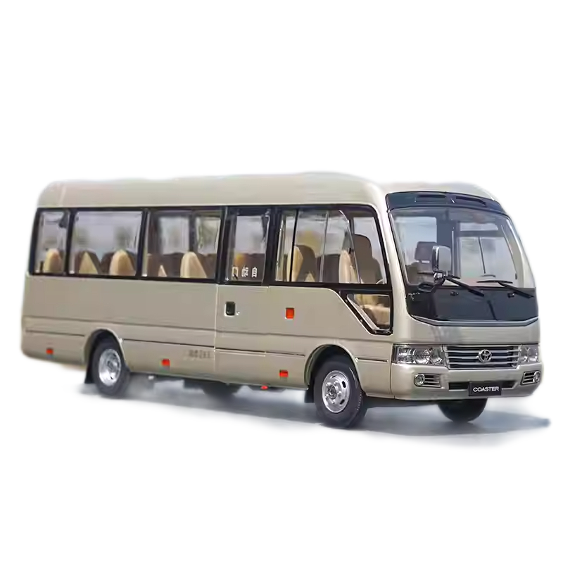 High-Detail 1:24 Toyota Coaster Diecast minibus Model -Collectible alloy microbus Replica with Opening Doors & Functional Steering