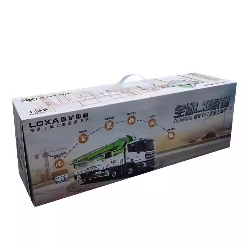 Collectible 1:35 Foton LOXA EST L10 Alloy Pump Truck Model with movable axles, tiltable hood, and extendable legs!