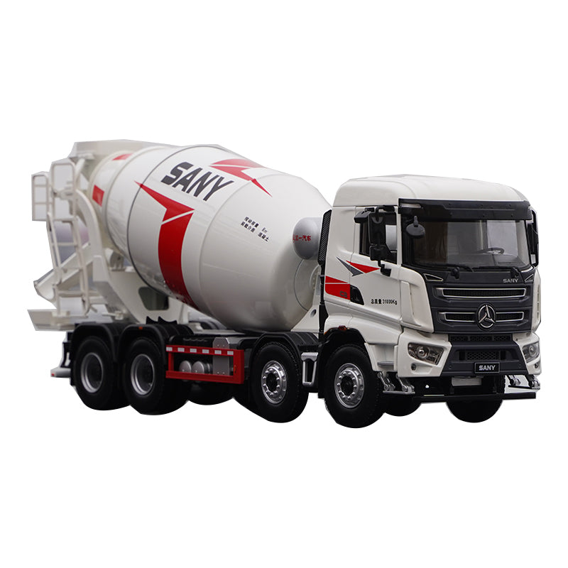 Original factory 1:24 SANY 8*4 alloy concrete mixer truck model diecast Cement tank mixing truck model for gift